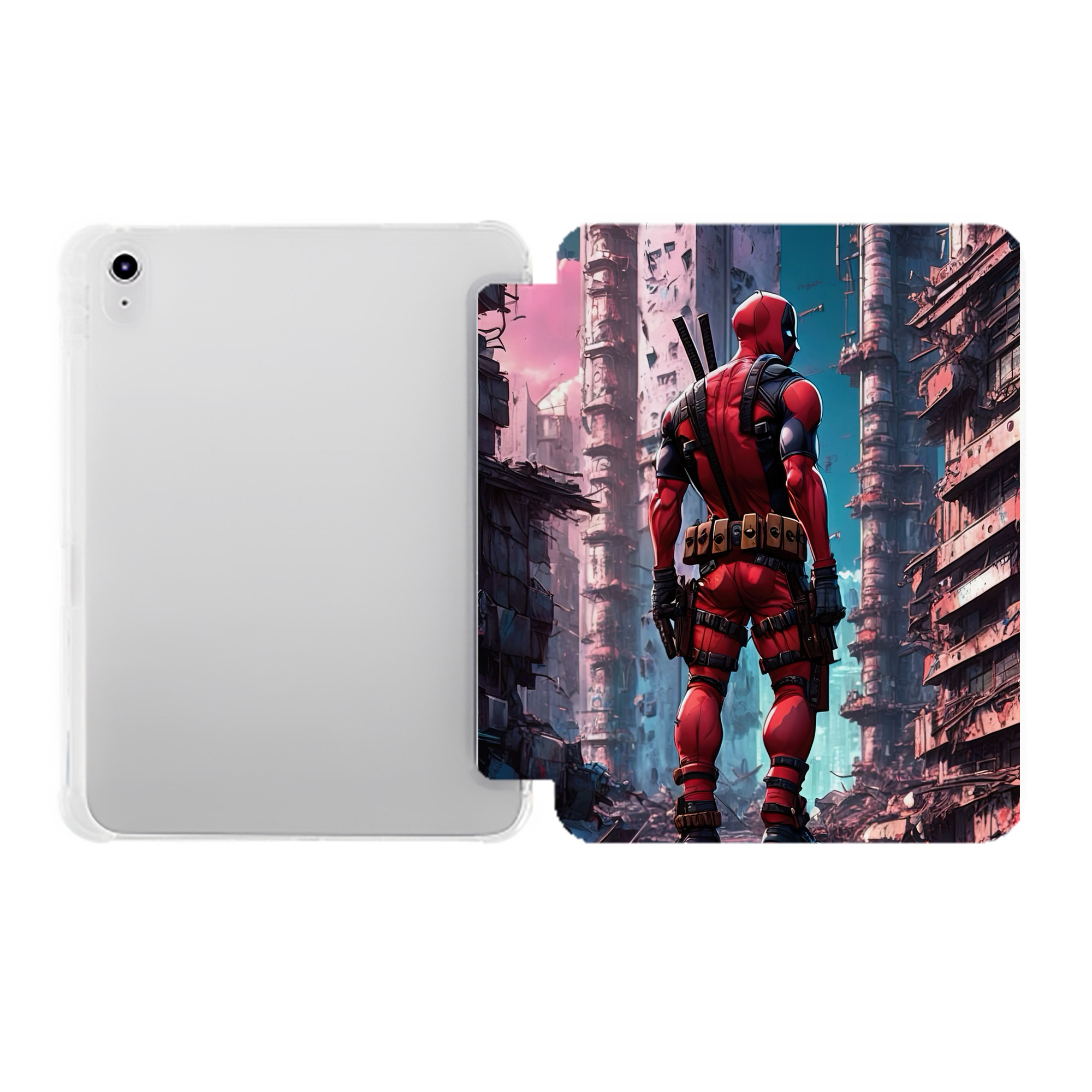 （画像用） Deadpool デッドプール IPad ケース ペン収納付き 三つ折りスタンド PUレザー×シリコン 対応機種9.5/10.5/10.9インチ